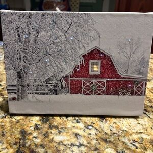 LED Light-Up Winter Barn Scene